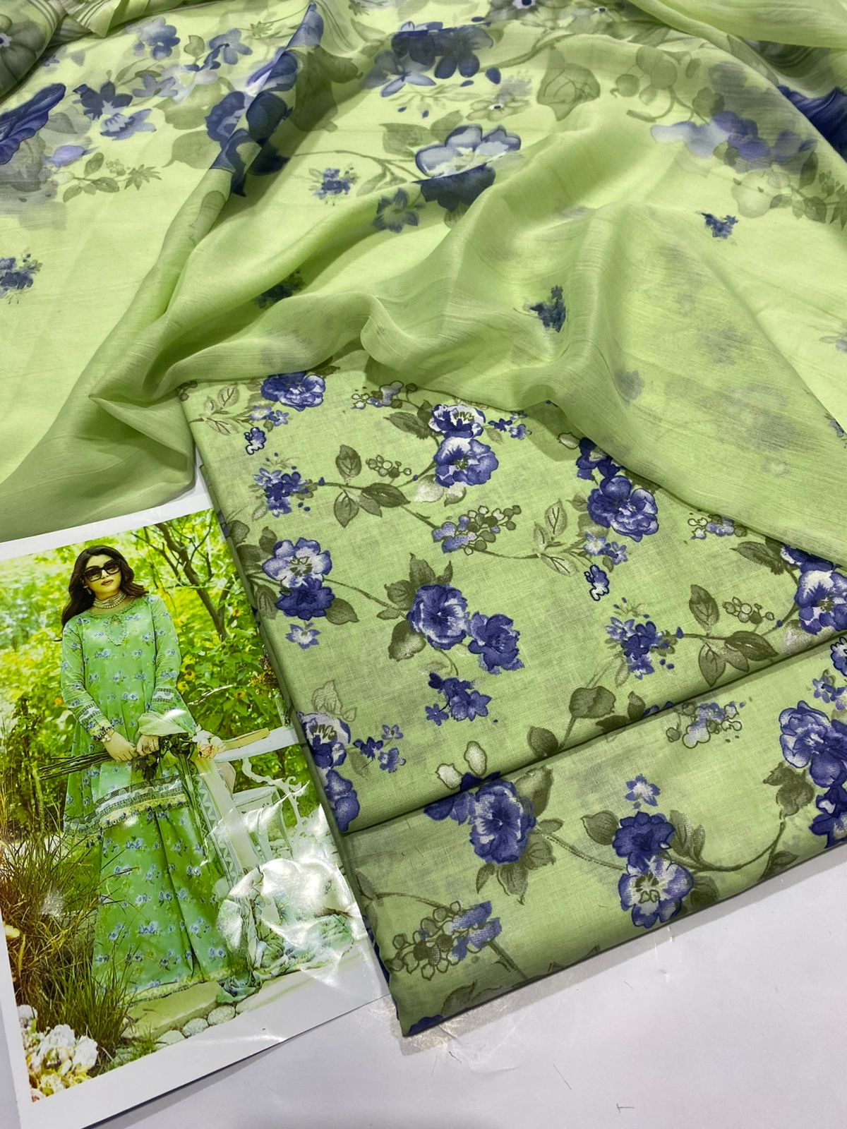 Premium 3PC Lawn Suit with Chiffon Dupatta