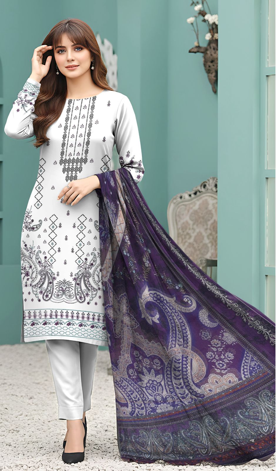 Meena Kaari Original 3PC Pure Dupatta D#05