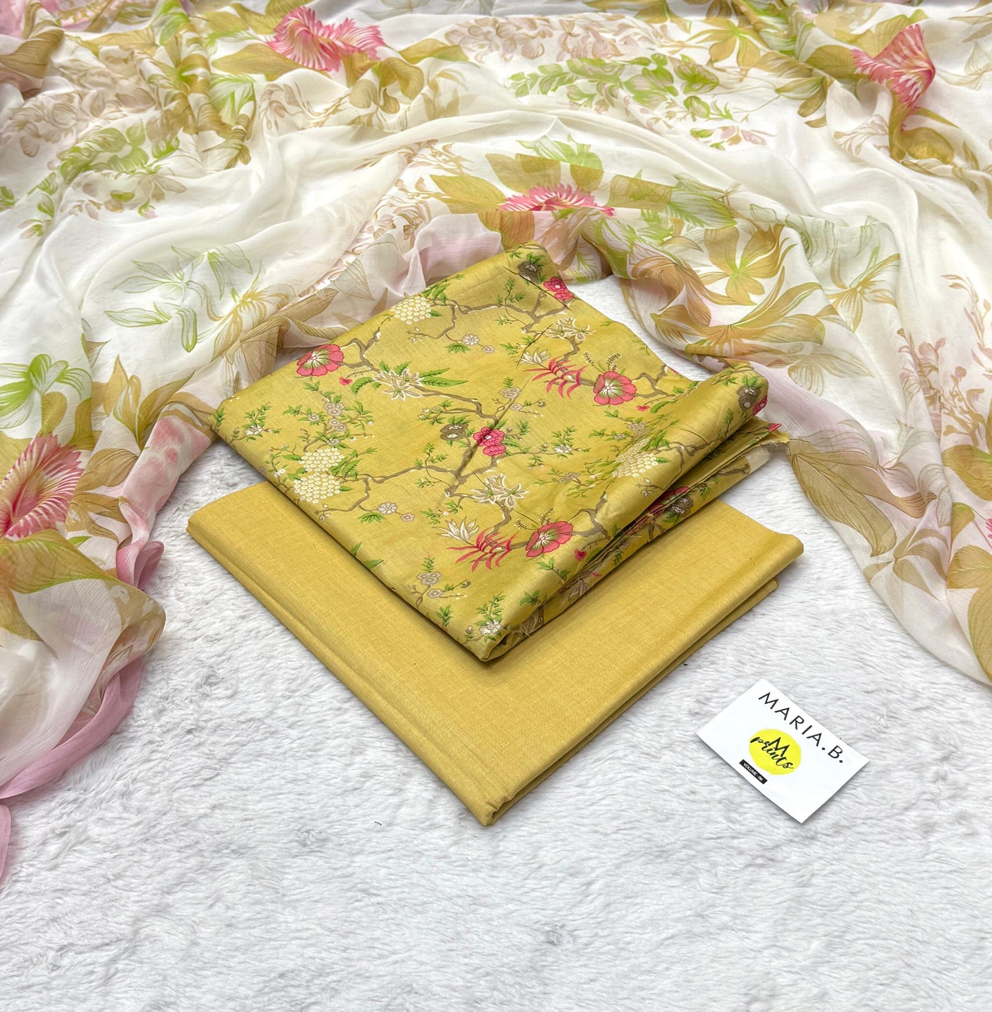 Premium 3PC Lawn Suit with Chiffon Dupatta D#002