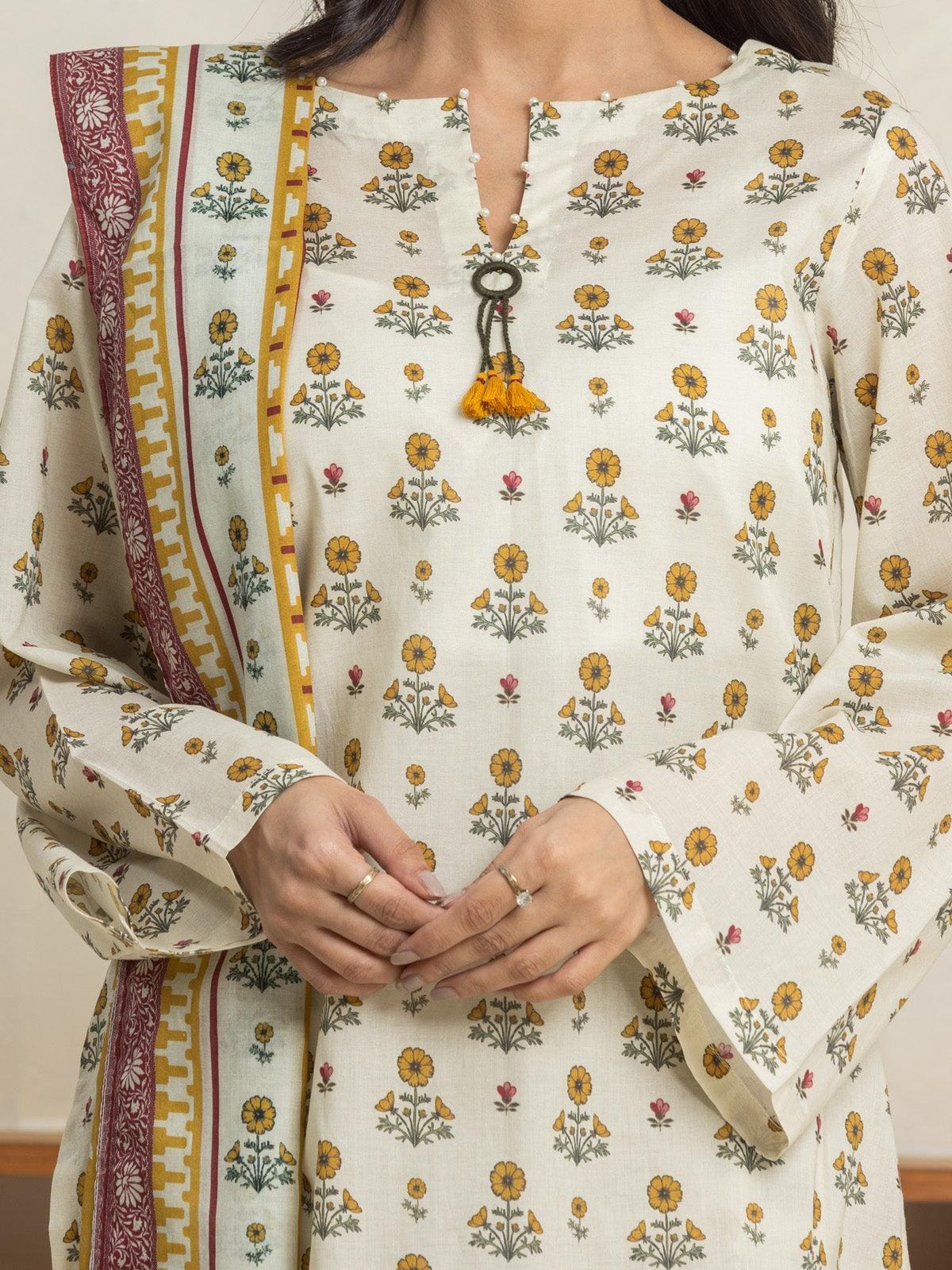 EDENROBE Lawn Printed 3Piece D-007