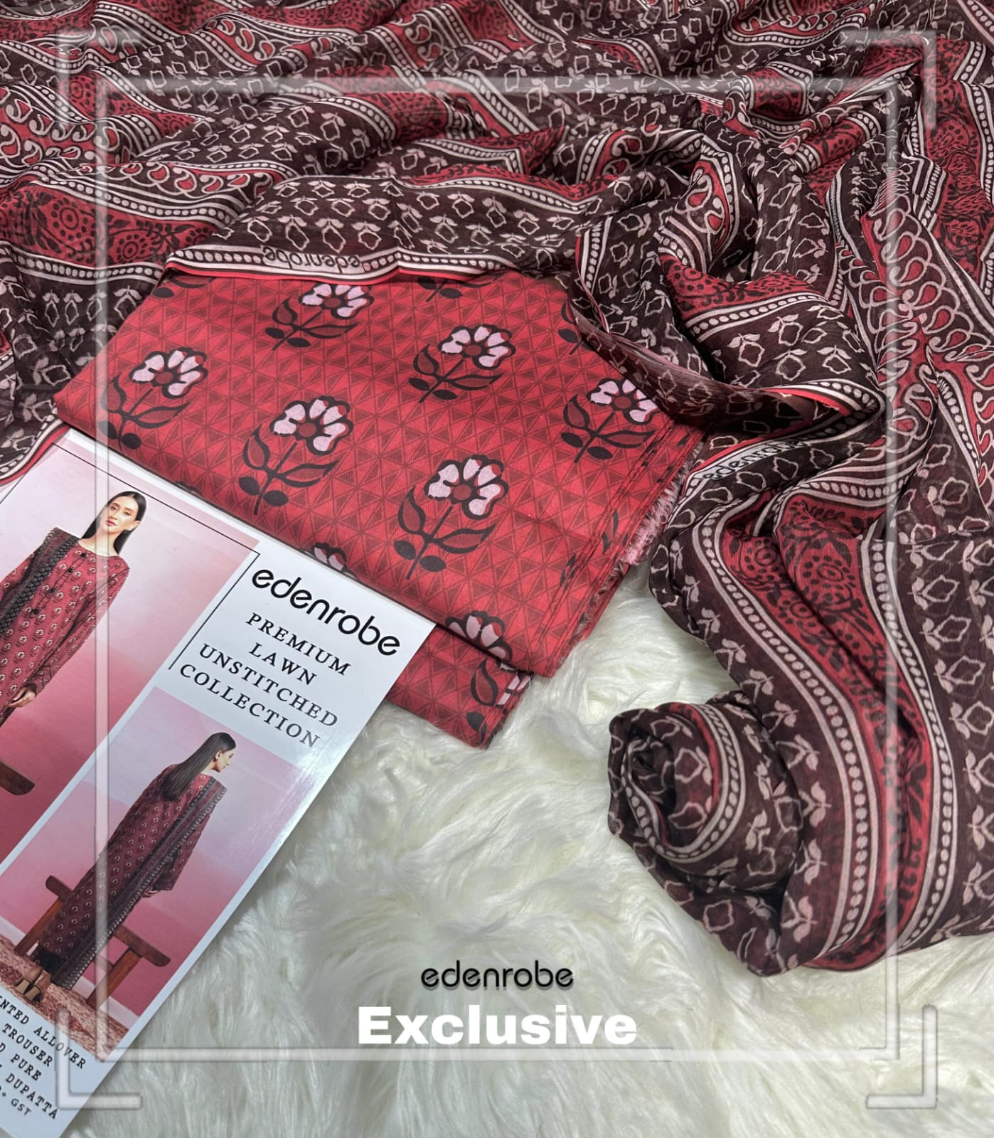 EDENROBE Lawn Printed 3Piece D-005