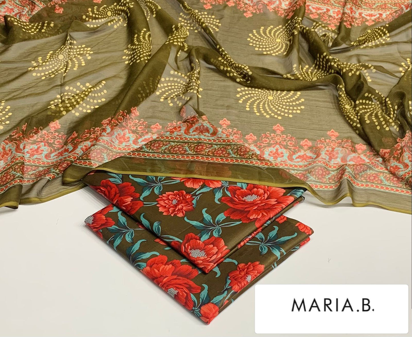 Premium 3PC Lawn Suit with Chiffon Dupatta D-31