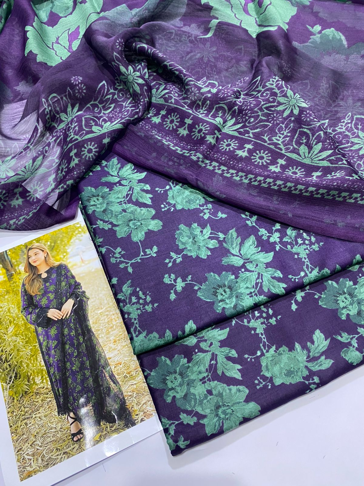 Premium 3PC Lawn Suit with Chiffon Dupatta