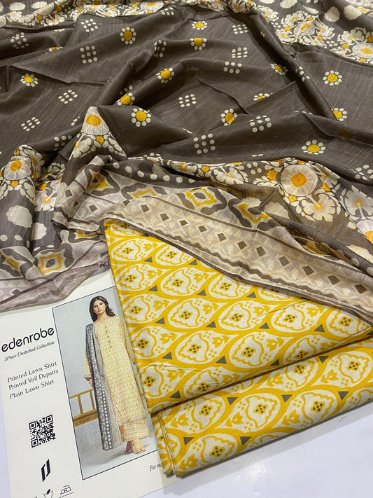EDENROBE Lawn Printed 3Piece D-001