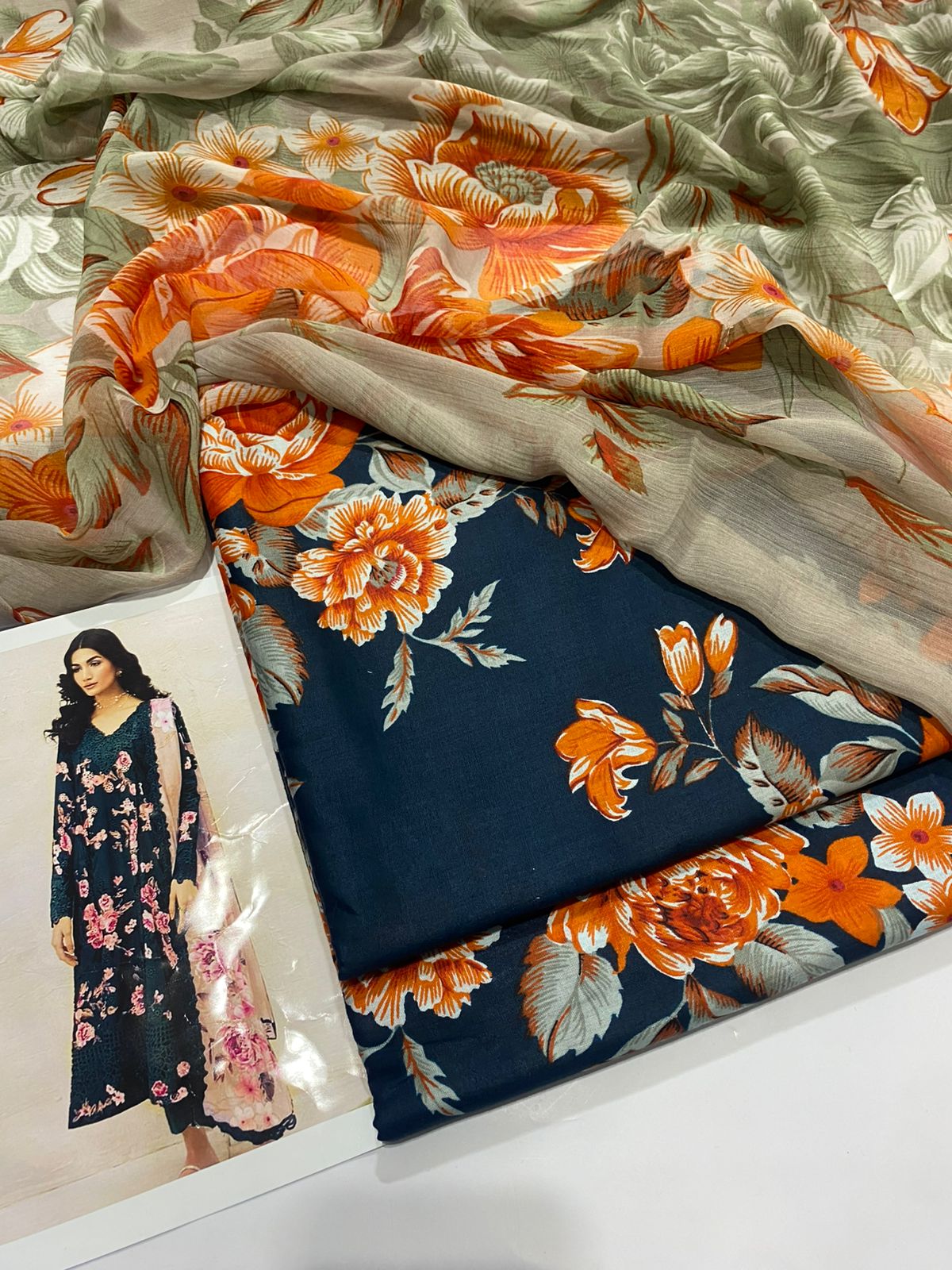 Premium 3PC Lawn Suit with Chiffon Dupatta