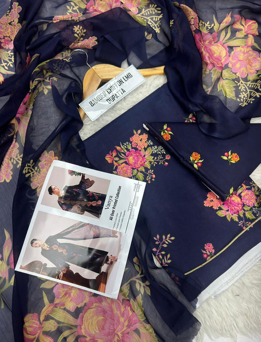 Premium 3PC Lawn Suit with Chiffon Dupatta