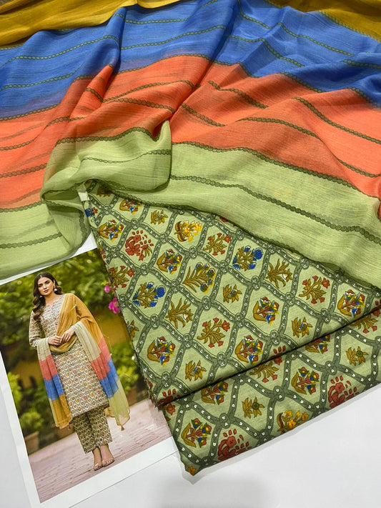 Premium 3PC Lawn Suit with Chiffon Dupatta