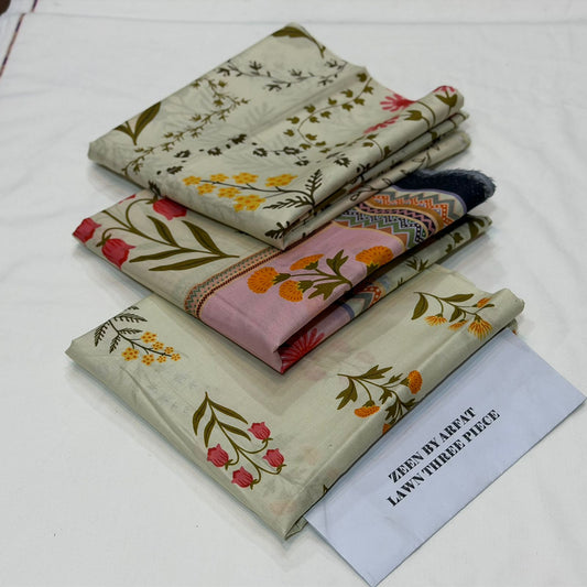 Zeen Printed Lawn Unstitched 3Piece D-0010