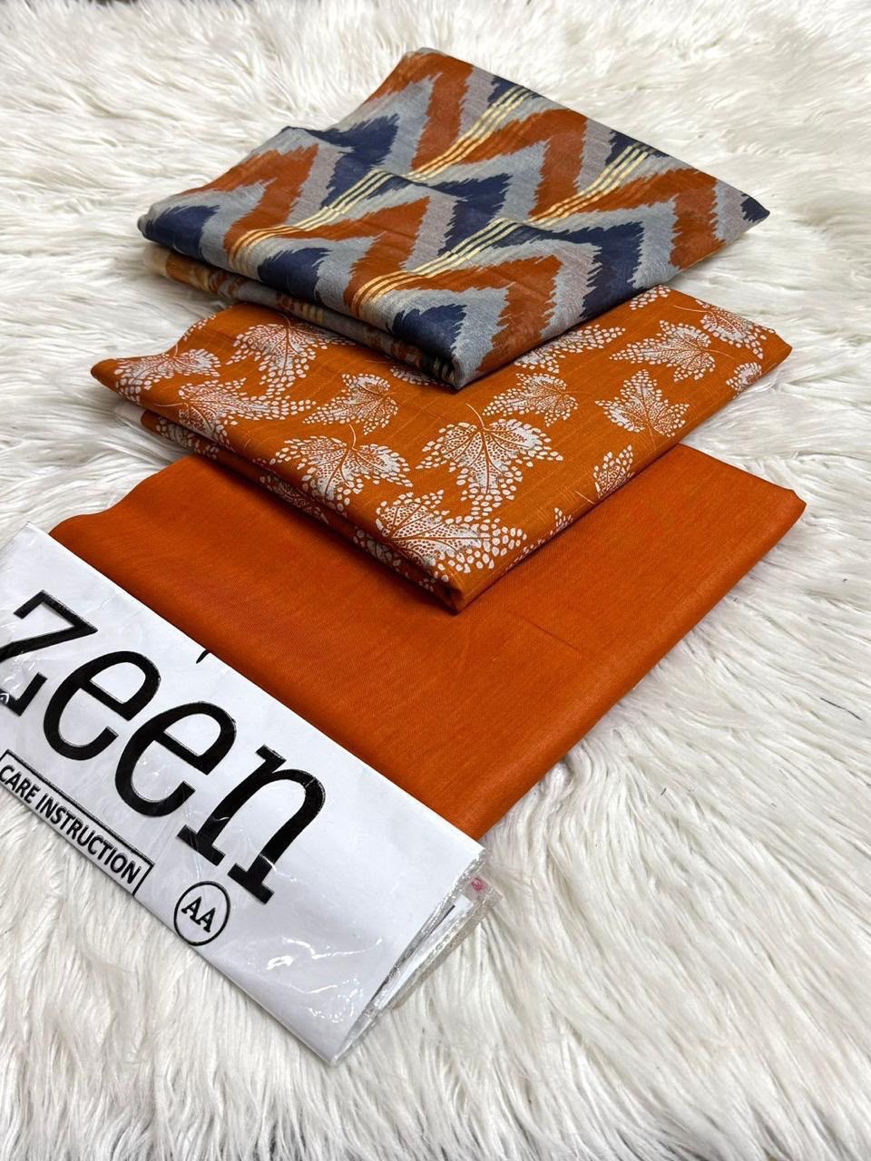 Zeen Printed Lawn Unstitched 3Piece D-0041