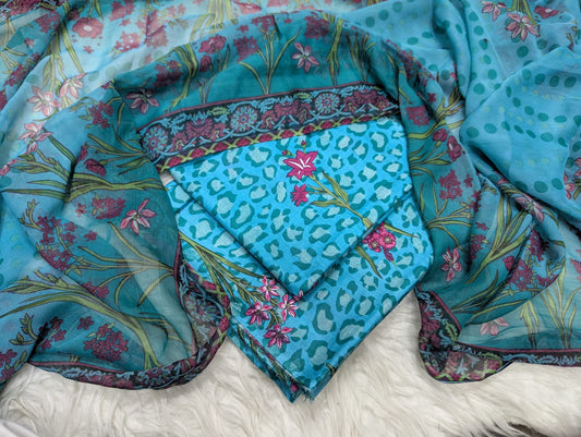Premium 3PC Lawn Suit with Chiffon Dupatta D-08