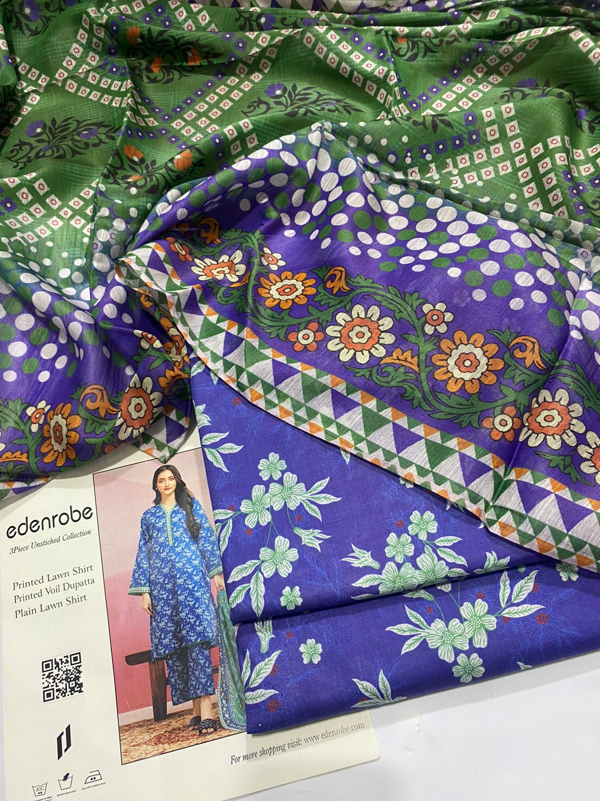 EDENROBE Lawn Printed 3Piece D-002
