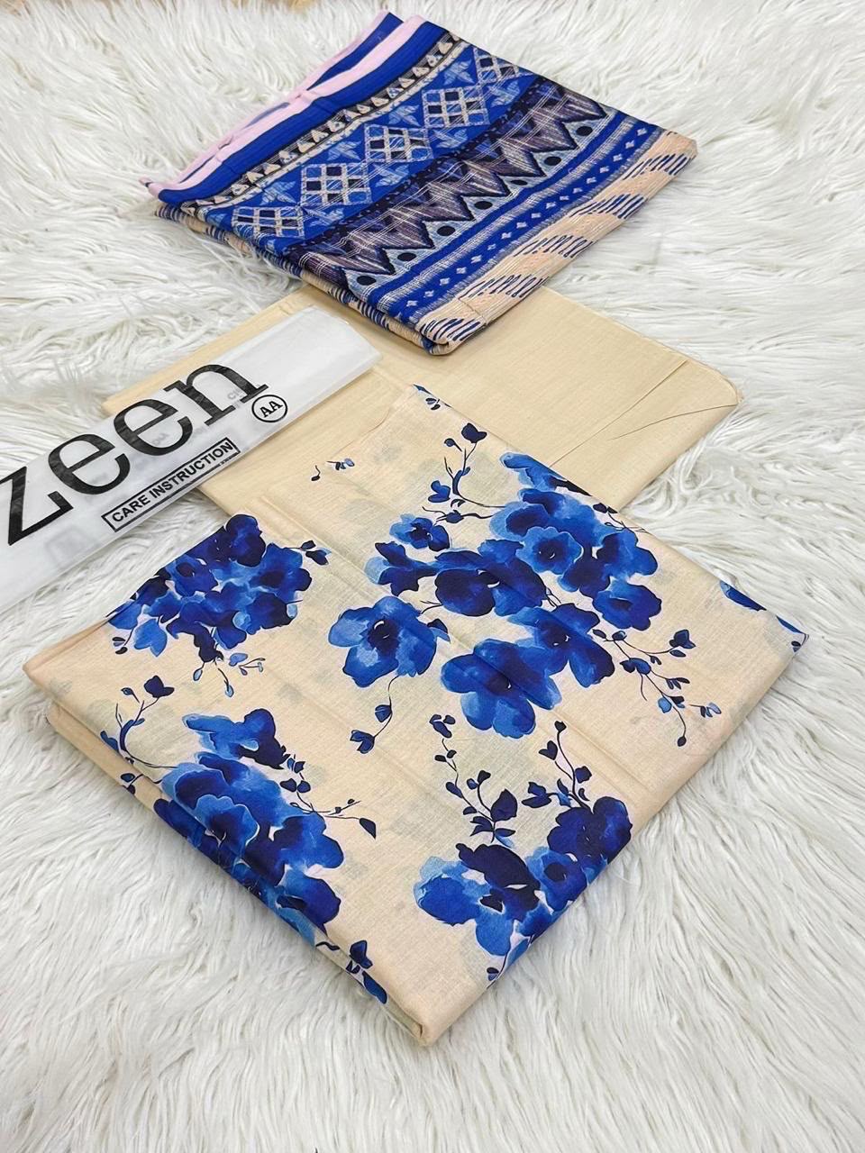 Zeen Printed Lawn Unstitched 3Piece D-0053
