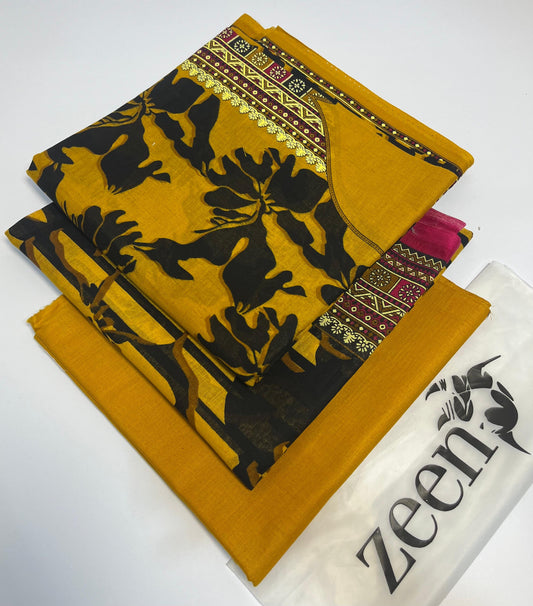 Zeen Printed Lawn Unstitched 3Piece D-100