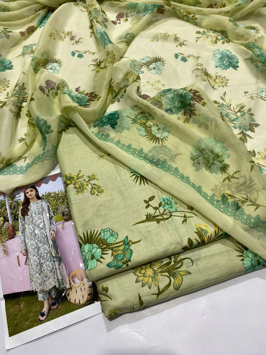 Premium 3PC Lawn Suit with Chiffon Dupatta
