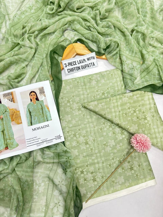 Premium 3PC Lawn Suit with Chiffon Dupatta D-30