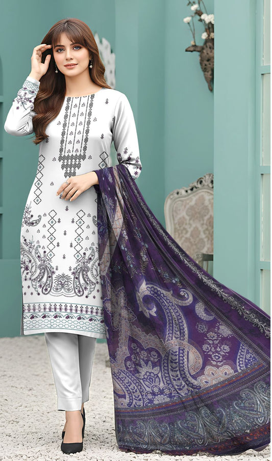 Meena  Kaari Original 3PC Pure Dupatta D#05