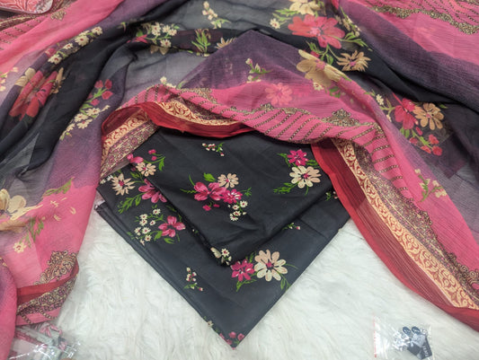 Premium 3PC Lawn Suit with Chiffon Dupatta D-06