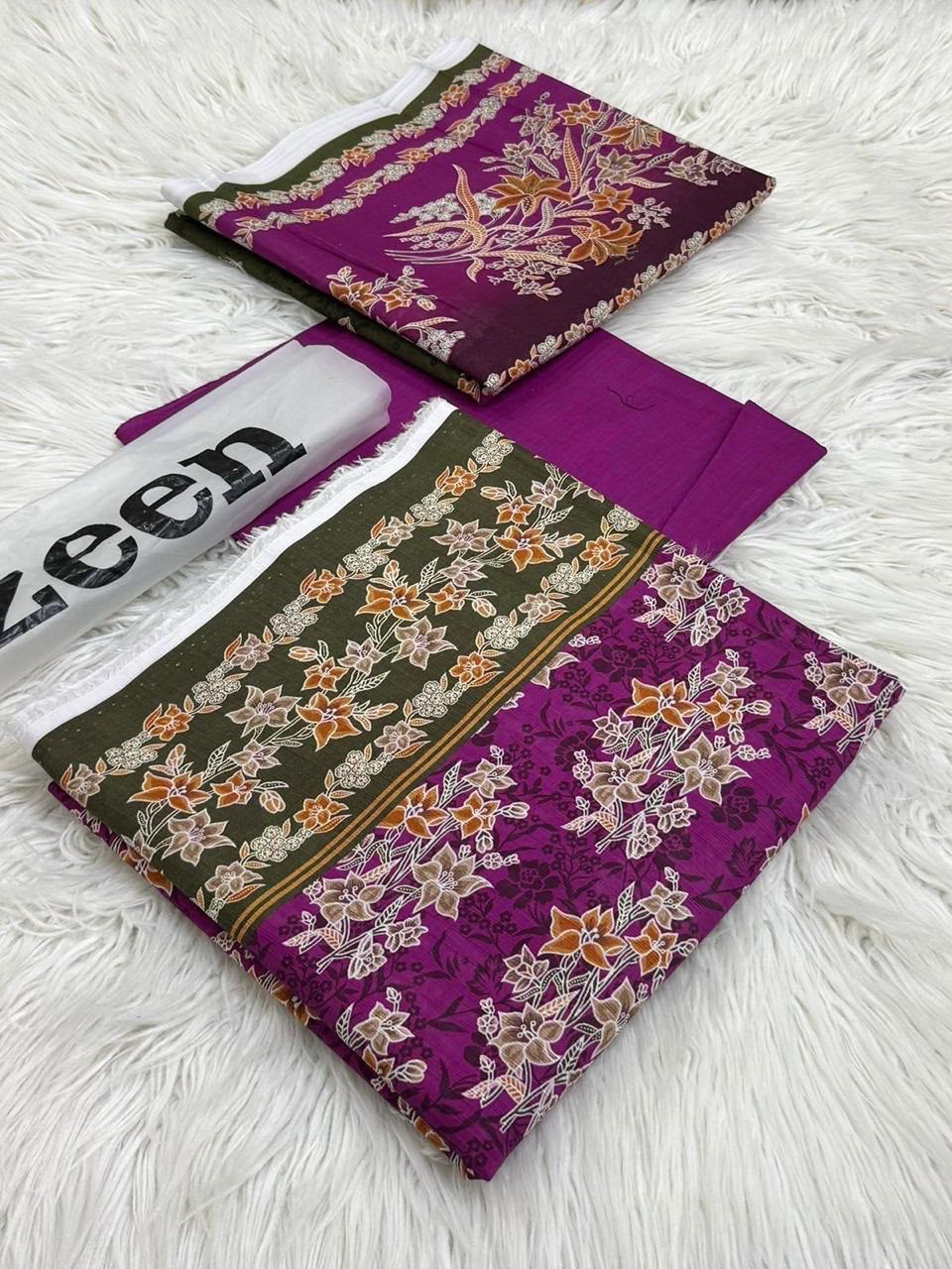 Zeen Printed Lawn Unstitched 3Piece D-0070