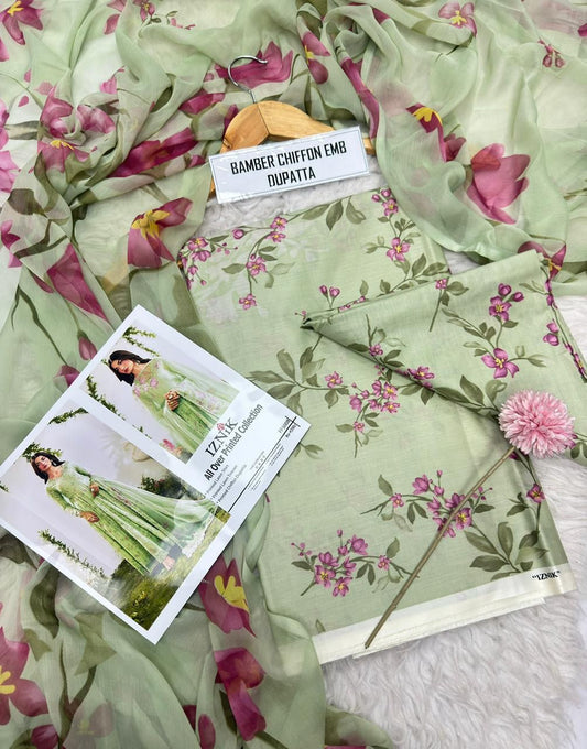 Premium 3PC Lawn Suit with Chiffon Dupatta