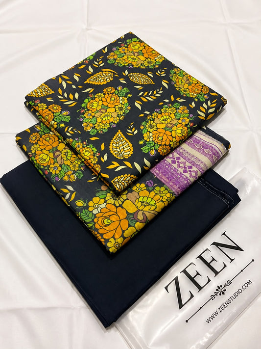 Zeen Printed Lawn Unstitched 3Piece D-0021