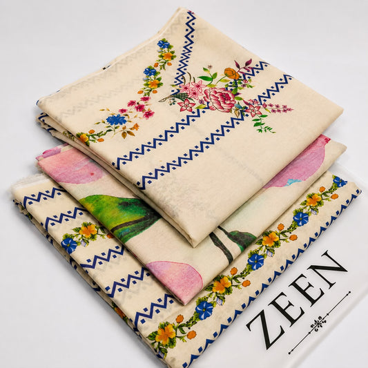 Zeen Printed Lawn Unstitched 3Piece D-0027