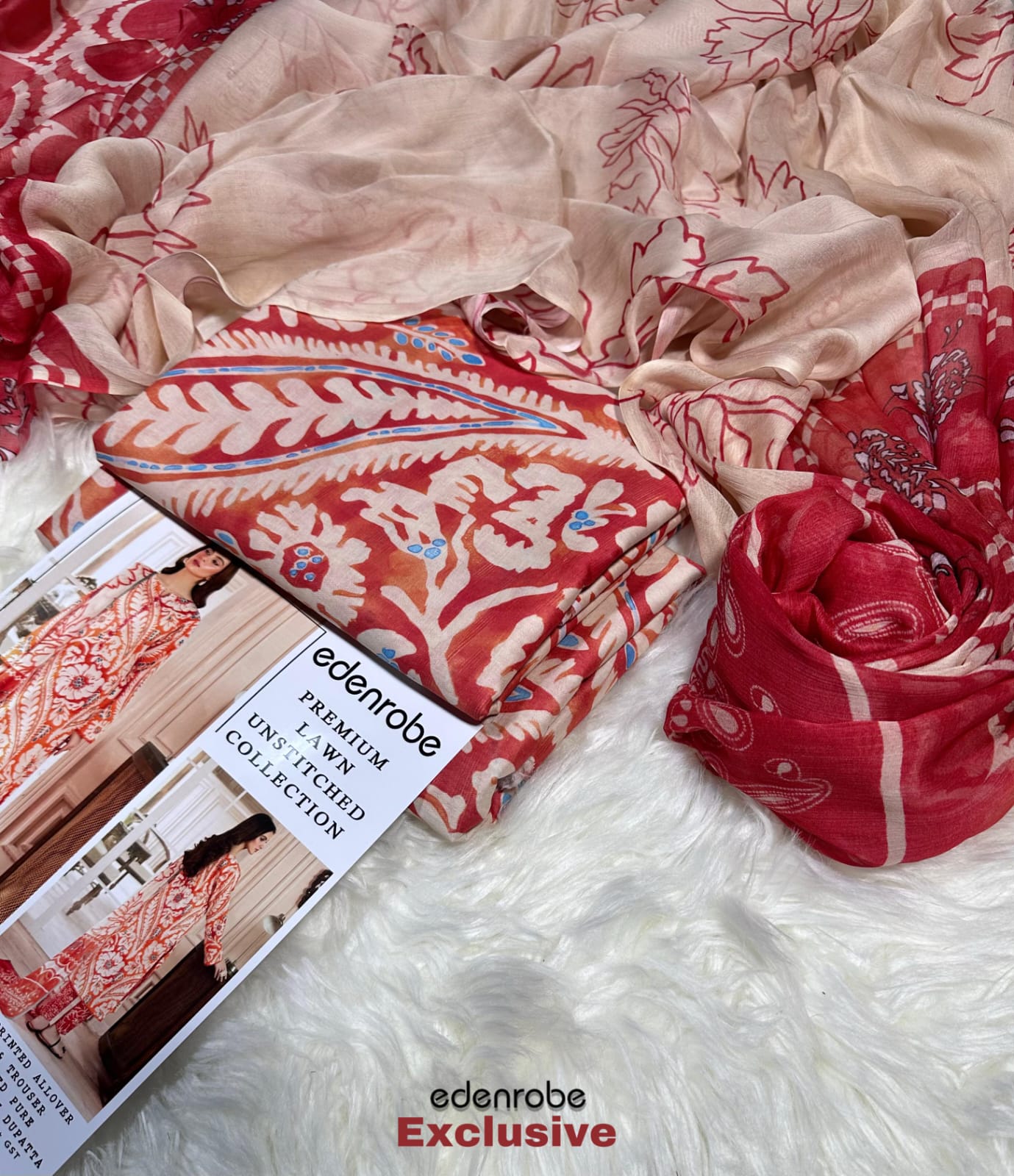 EDENROBE Lawn Printed 3Piece D-002