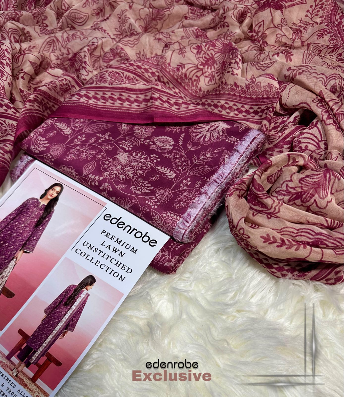 EDENROBE Lawn Printed 3Piece D-001