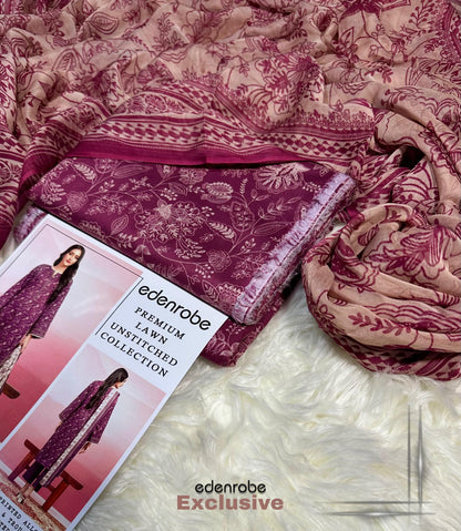 EDENROBE Lawn Printed 3Piece D-001