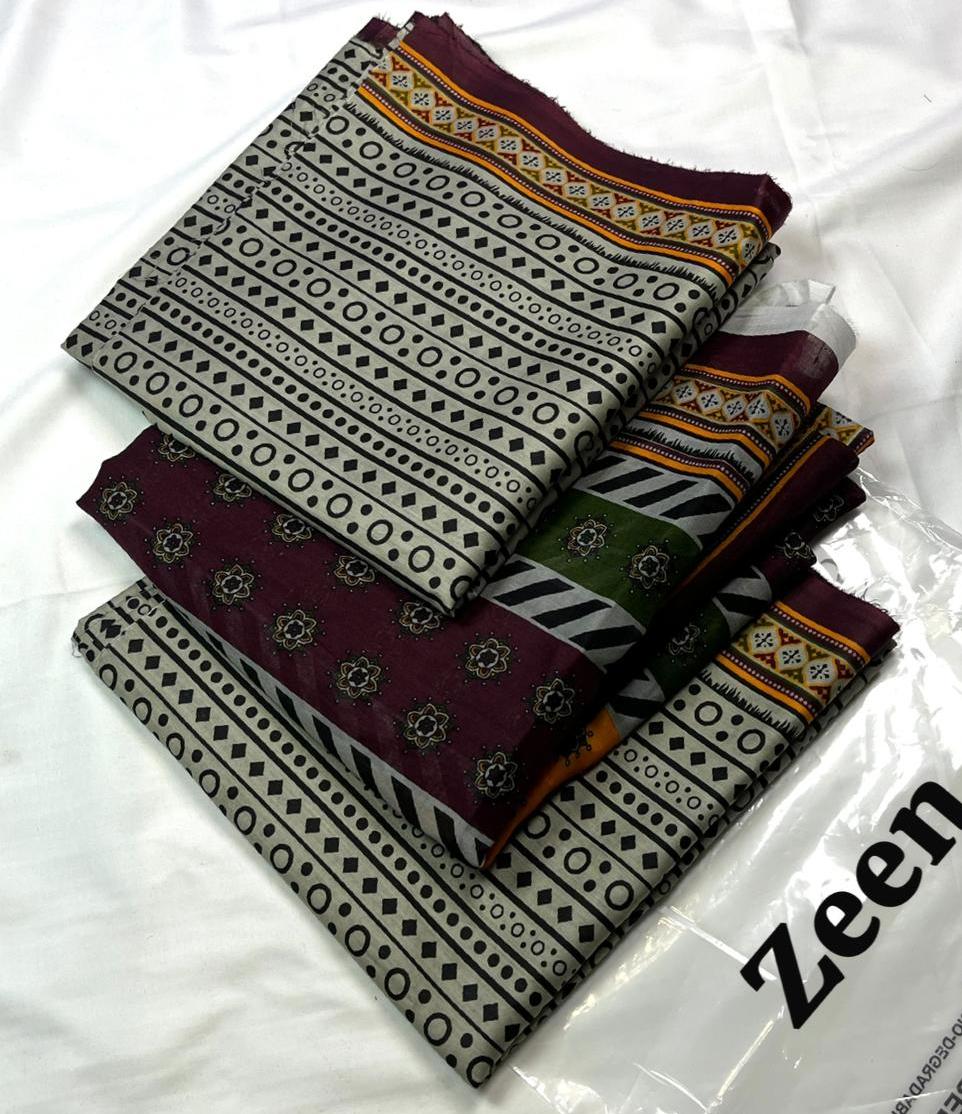 Zeen Printed Lawn Unstitched 3Piece D-013