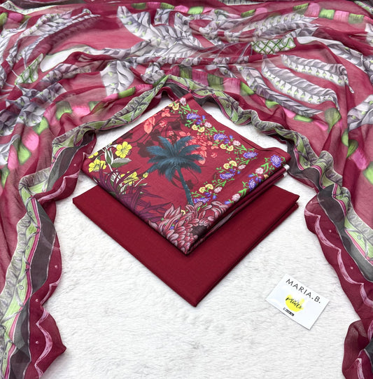 Premium 3PC Lawn Suit with Chiffon Dupatta D-27