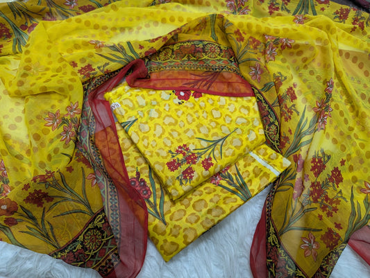 Premium 3PC Lawn Suit with Chiffon Dupatta D-33