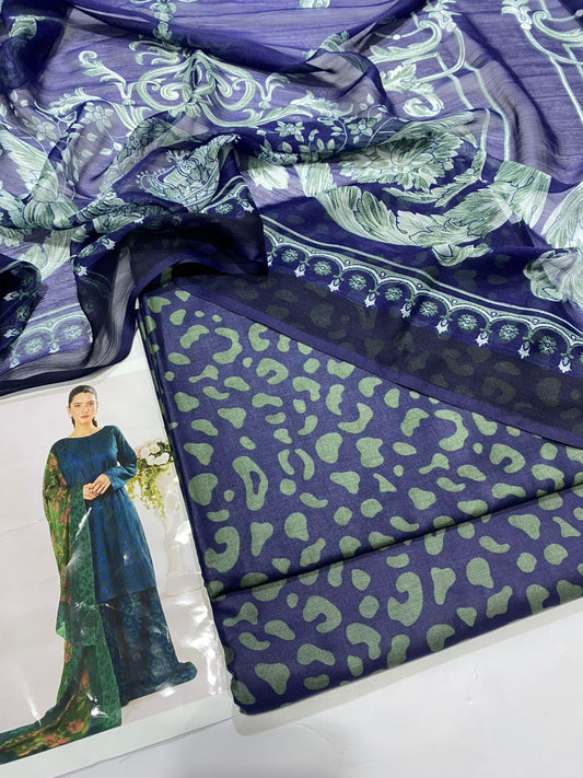 Premium 3PC Lawn Suit with Chiffon Dupatta