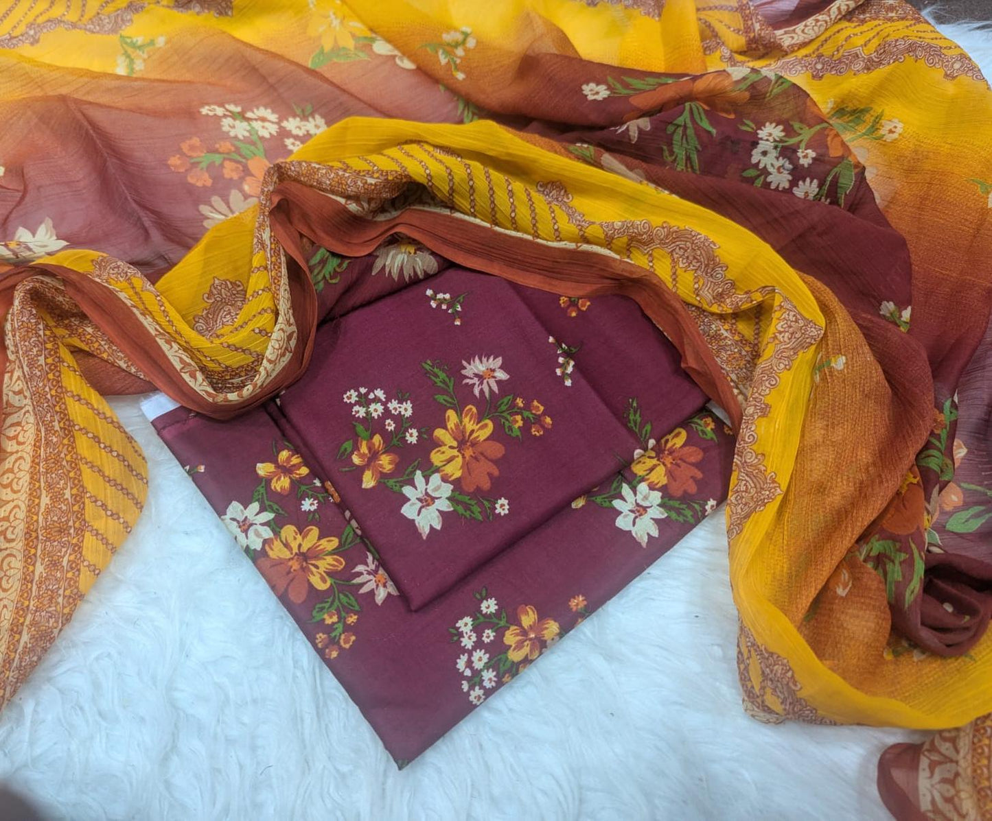 Premium 3PC Lawn Suit with Chiffon Dupatta D-21
