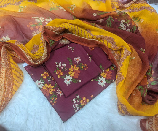 Premium 3PC Lawn Suit with Chiffon Dupatta D-21