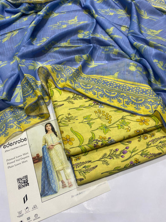 EDENROBE Lawn Printed 3Piece D-008
