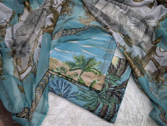 Premium 3PC Lawn Suit with Chiffon Dupatta D-29
